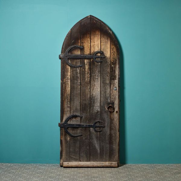 Victorian Antique Arched Oak Exterior Door