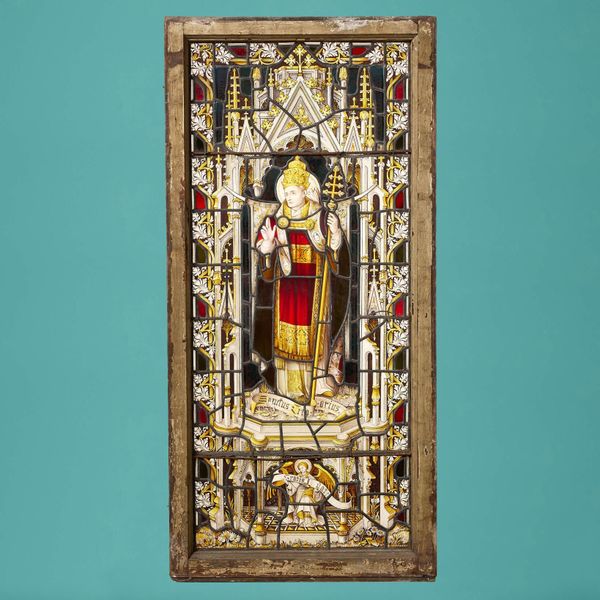 Antique Stained Glass Window of Saint Gregory