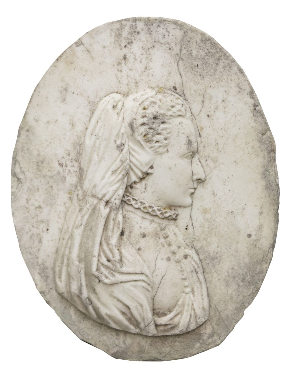 Antique Marble Oval Plaque of a Female Cameo