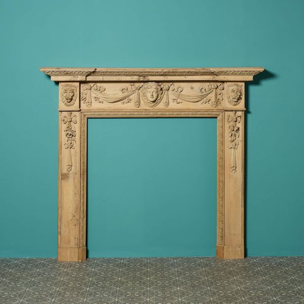 Antique Carved Pine Fire Surround in the Style of William Kent