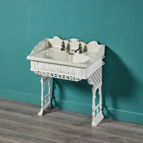 Antique Porcelain Sink on Cast Iron Stand