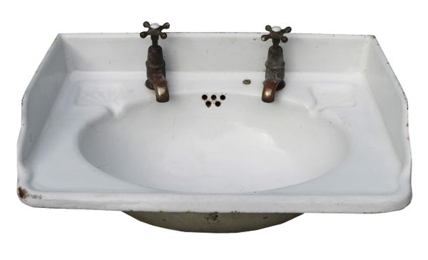 An Antique Vitreous Enamelled Cast Iron Wash Basin