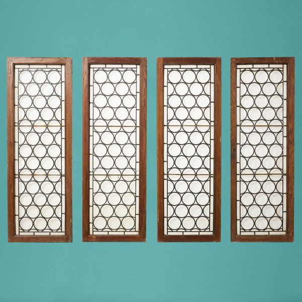 Set of 4 Antique Oak Glazed Windows