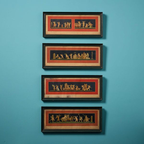 Four 19th Century Geramia Discanno Hand Coloured Lithographs Depicting Pompeii
