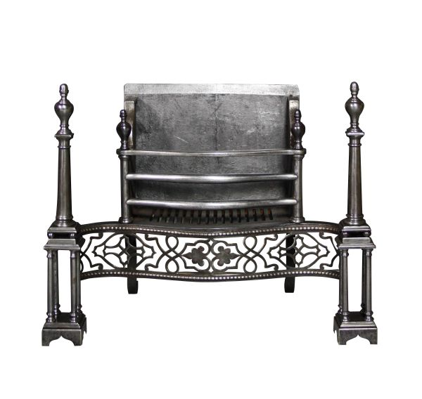 An Antique Georgian Style Polished Steel Firegrate