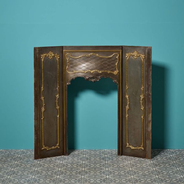 0_34990-1 Ornate Antique Louis Style 3-Piece Metal Fire Insert