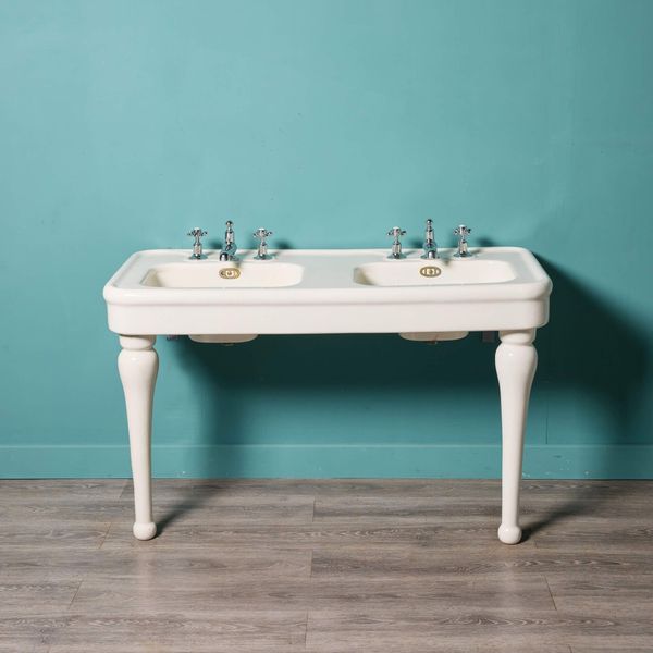 Antique French Double Sink with Porcelain Legs