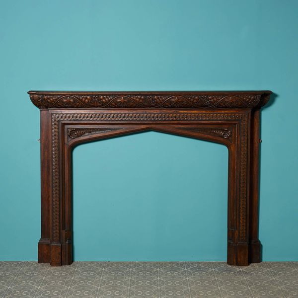 Antique Arts & Crafts Style Oak Fireplace