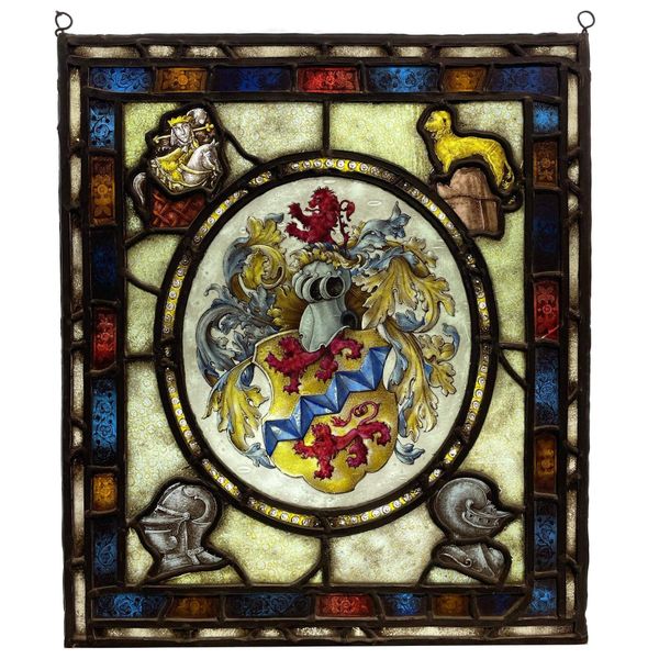 Antique English Heraldic Stained Glass Window