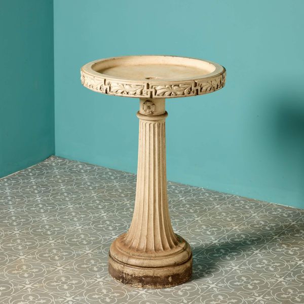 Antique Glazed Stoneware Birdbath by Lefco