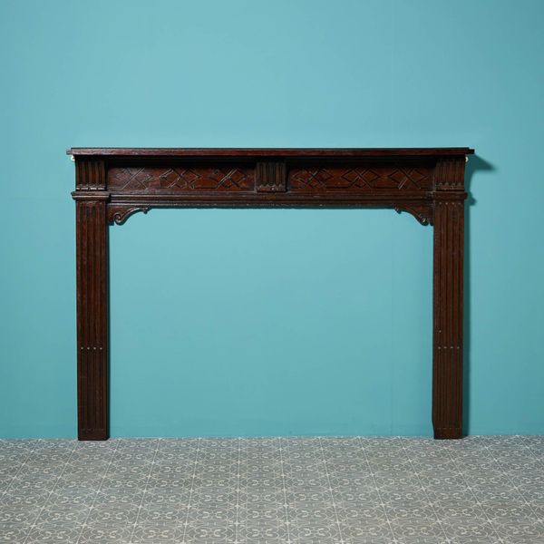 0_37158-1 19th Century Large Scale English Oak Inlaid Fireplace