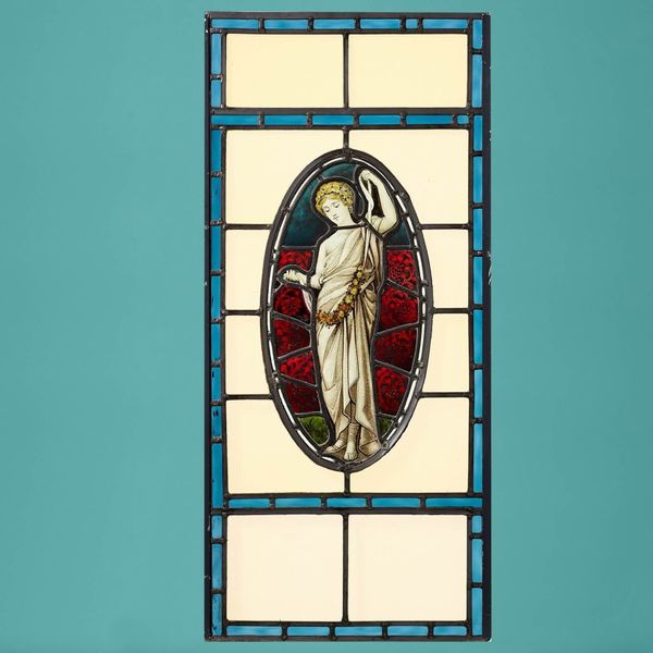 Antique Neoclassical Style Stained Glass Window