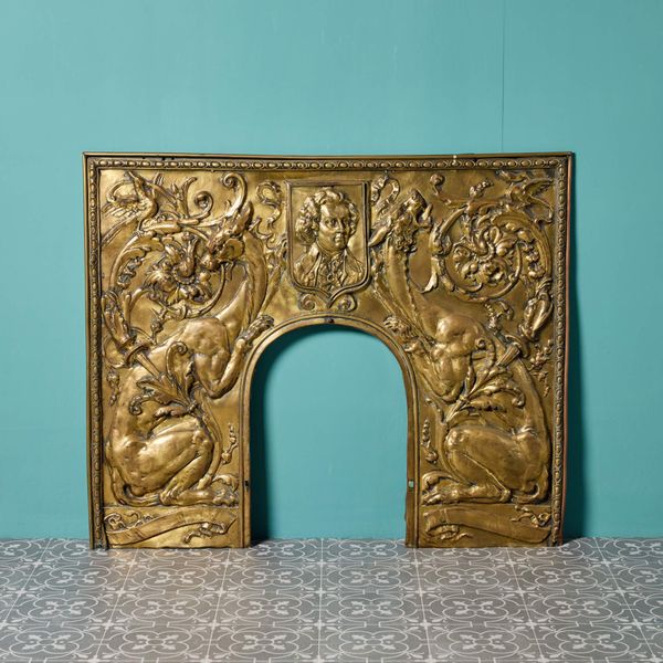 Antique Brass Repousse Fireplace Insert