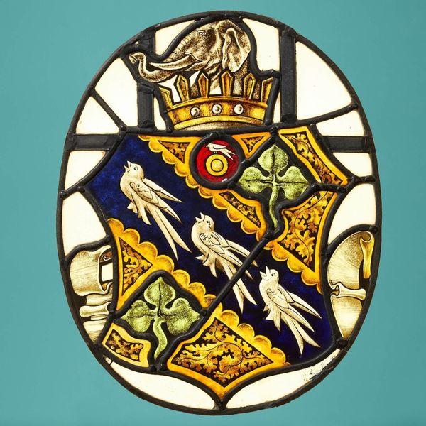 Antique English Stained Glass Panel of a Coat of Arms