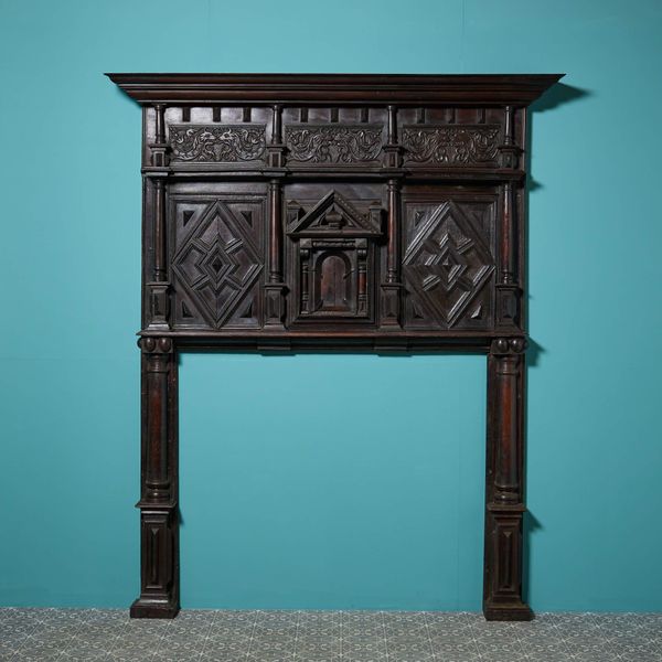 0_37160-1 Large 17th Century Carved Oak Fireplace
