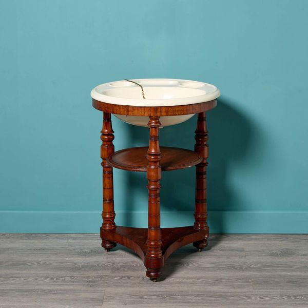 Large Antique Round Basin with Triform Stand