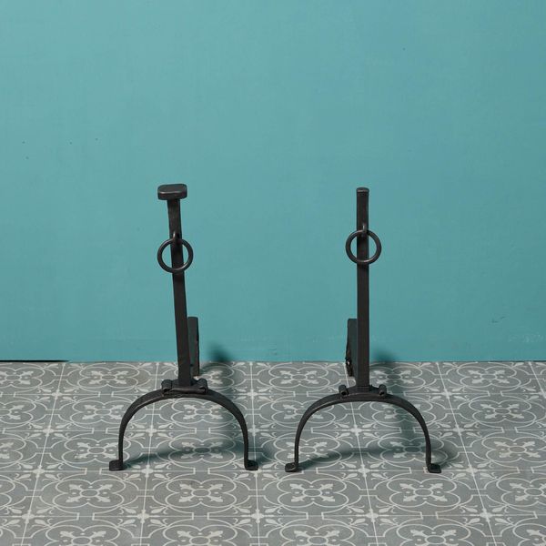 Pair of Antique Wrought Iron Fire Dogs