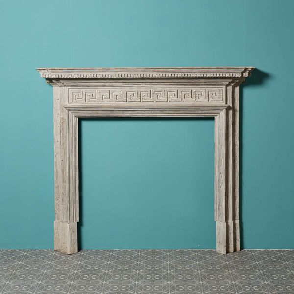 Antique Grey Wash Neoclassical Style Fireplace