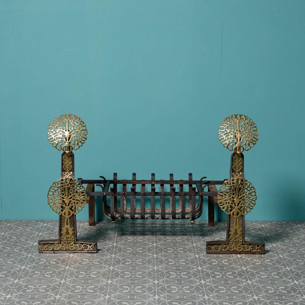 Antique Arts & Crafts Style Fire Grate