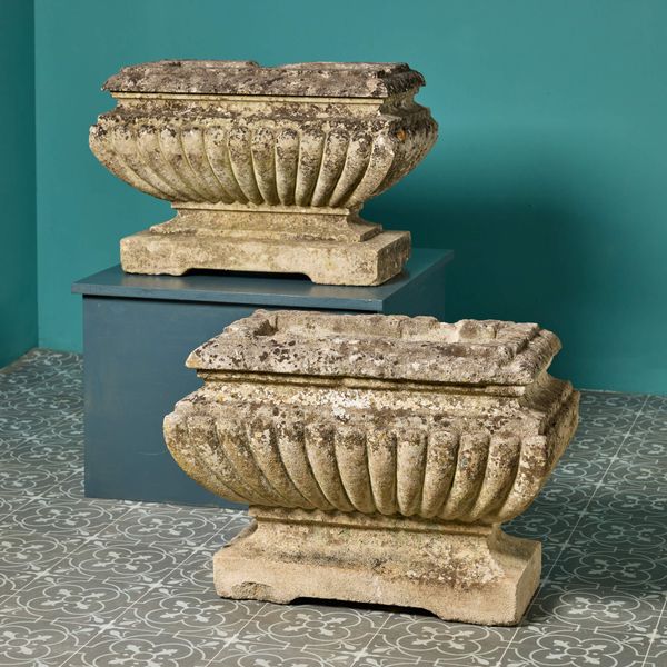 Two Georgian Carved Limestone Trough Planters