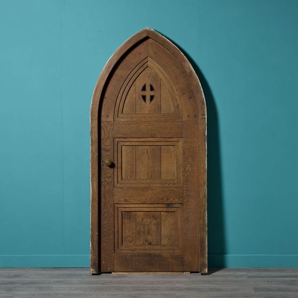 Antique English Oak Arched Door with Frame