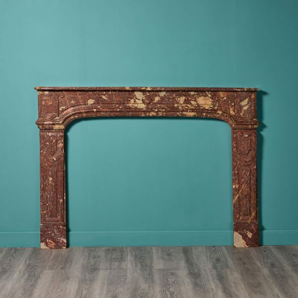 Antique Louis XVI Style Red Marble Fire Surround