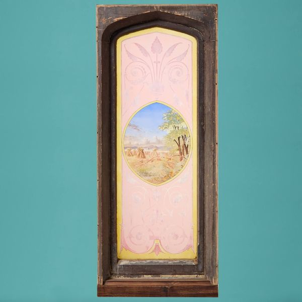 Antique Stained Glass Window of English Countryside Scene