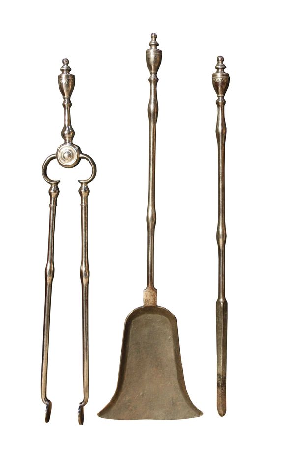 A Set of George III Polished Steel Fire Irons