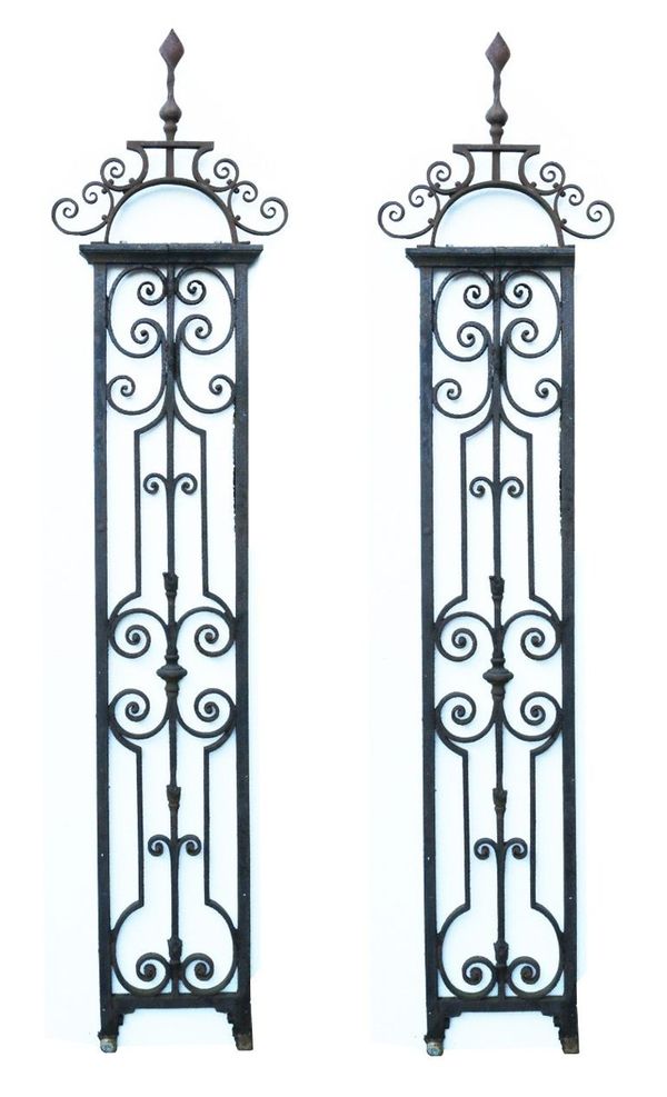 Pair of Antique Wrought Iron Gate Posts or Piers