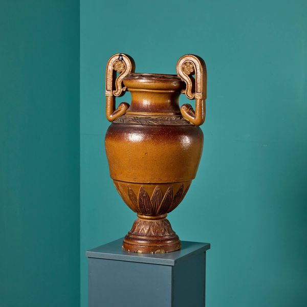 Large Glazed Greek Terracotta Vase