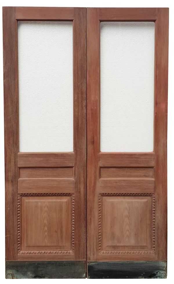 Antique Glazed Teak Double Doors