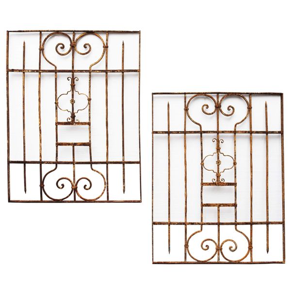 Pair of Antique Wrought Iron Decorative Panels