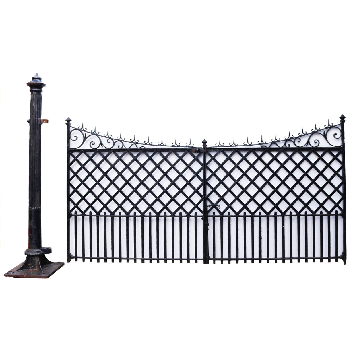 Set of Wrought Iron Driveway Gates and Posts