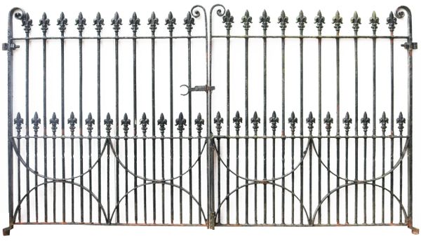 A Set of 10 ft Antique Wrought Iron Driveway Gates (Two Sets Available)