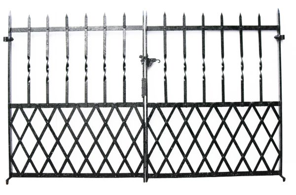 A Set of Reclaimed Wrought Iron Gates 216 cm (7'2")