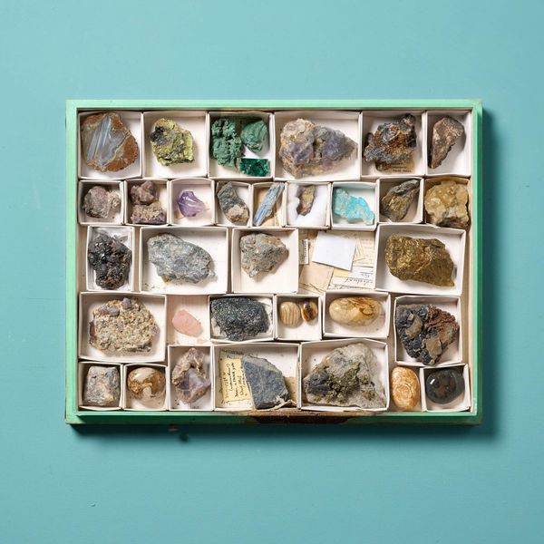 Collection of Museum Minerals in Display Case