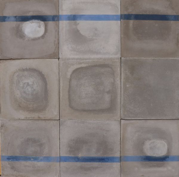 Reclaimed Shades of Blue and Grey Cement Floor Tiles