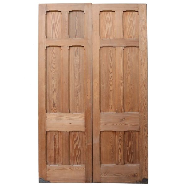 Set of Victorian 6-Panel Pitch Pine Reclaimed Chapel Doors