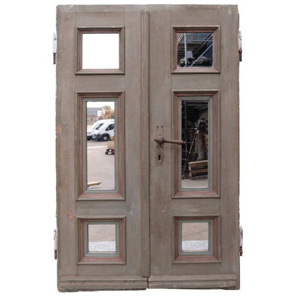 Set of Antique Double Doors with Mirrored Panels