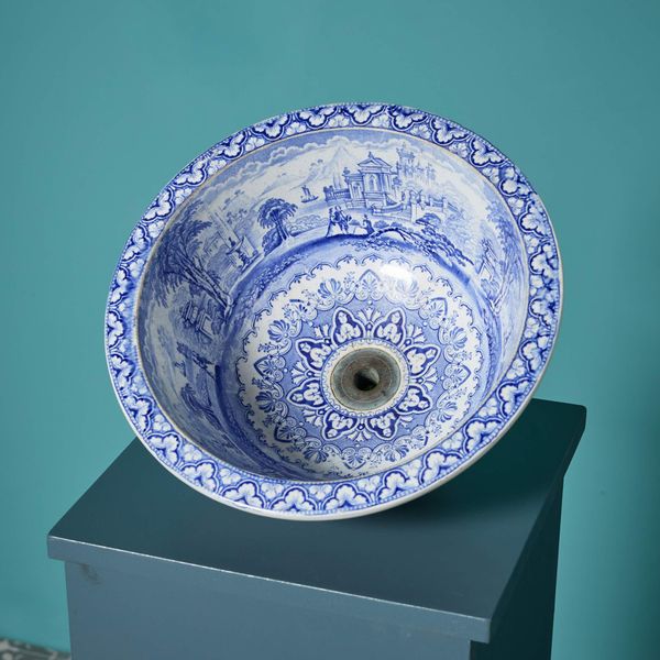 0_34938-1 Original Transfer Printed Antique Bowl Sink