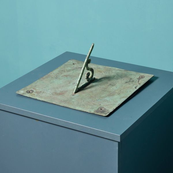 Antique English Verdigris Bronze Sundial Plate