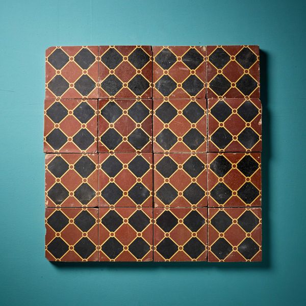 Set of 16 Reclaimed Patterned Encaustic Tiles by Godwin