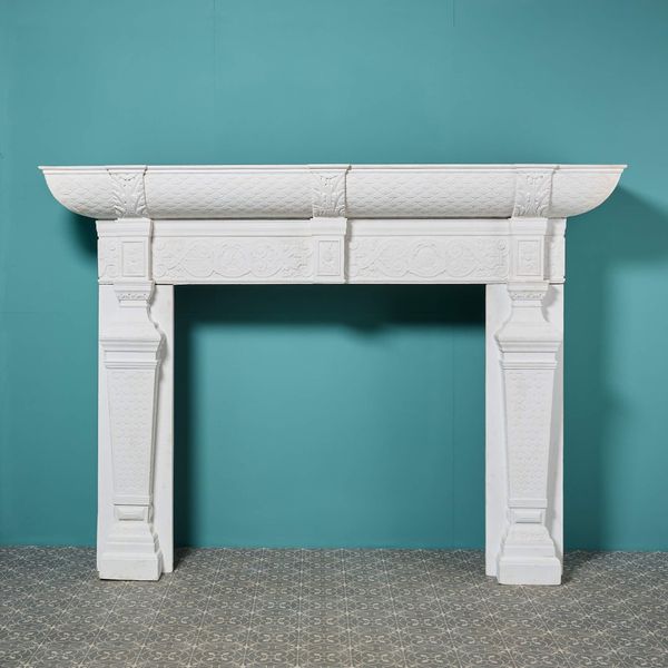 Very Large Jacobean Style English Carved Pine Fireplace c.1688