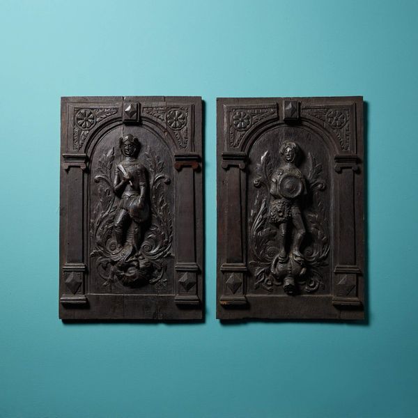 Pair of 17th Century Medieval Style Carved Oak Panels