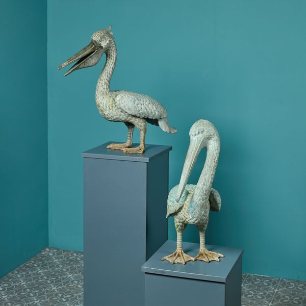 Pair of Reclaimed Bronze Pelican Statues