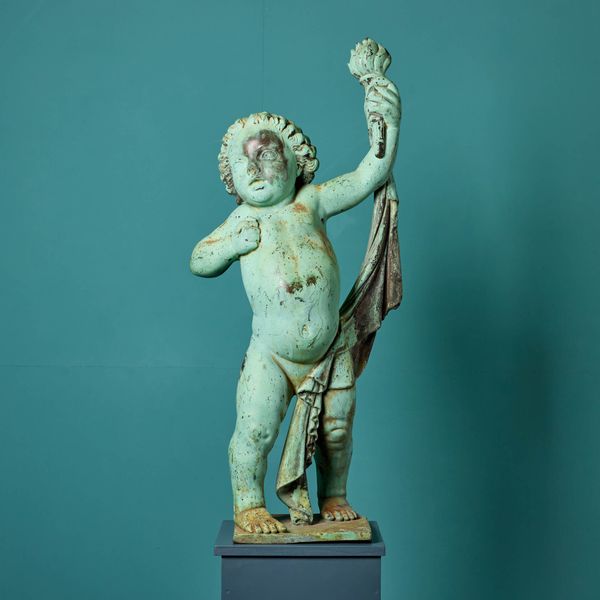 Antique Bronze Garden Statue of a Putto