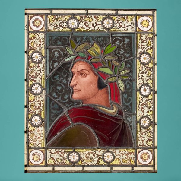 Antique Stained Glass Window Depicting Dante