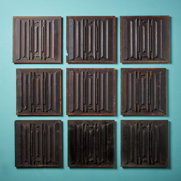 Set of Victorian Carved Linen Fold Oak Panels