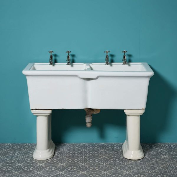 Large Reclaimed Double Belfast Sink on Legs