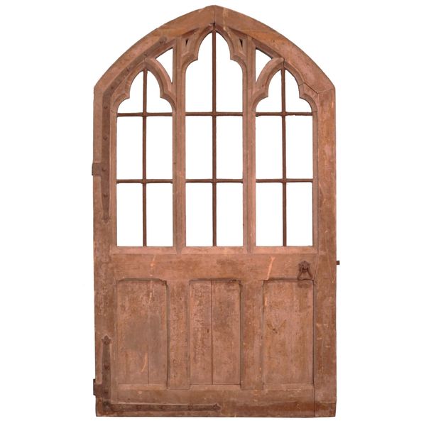 Large Unglazed Gothic Antique Arched Door